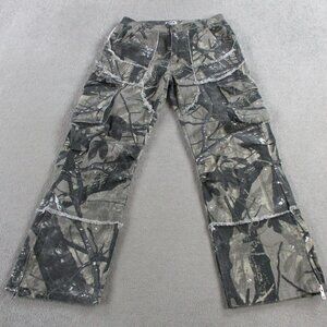KGYA Camo Pants Womens Small Boyfriend Cargo Y2K Baggy Utility AOP Straight Leg